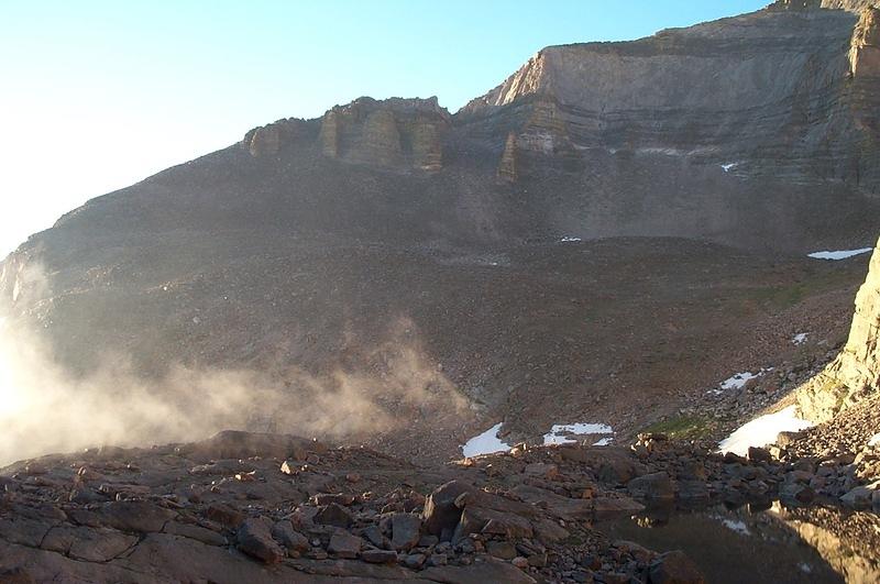 View of the Iron Gates from the North shore of Chasm Lake.