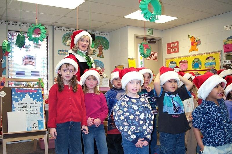 Rebecca singing Christmas carols at school