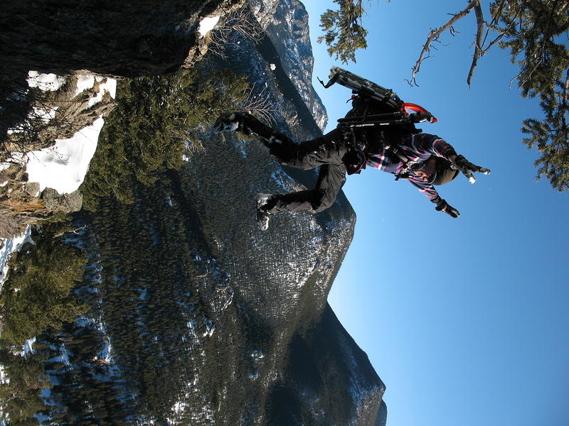 Alan taking a suicidal death leap off the mountainside.