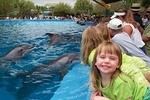 Rebecca at the dolphin feeding area