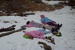 The girls making snow angels and getting very wet, still happy though!