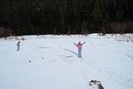 This frozen outlet of Cub Lake was good enough for the girls-frozen and smooth.  At first we told them, IT WAS CUB LAKE!