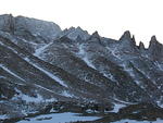 We went up the couloir to the right of the Trough, right in the middle of the picture.