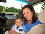 Benjamin taking a break with me on our way back to OH