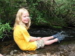 Hannah cools herself above Bridal Veil Falls