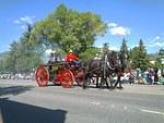 The MacGregor Ranch horse team pulling a steam complete with fake steam