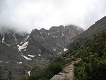 Clouds hug the summit, this is right before I turned back (Ihate that snow slope on MLW)