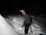Alan dig out the snow that drifted in the igloo entrance