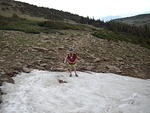 Snowfield above Jim's Grove.  Shortly after this, we got totally soaked by a thunderstorm.