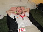 Resting after his 23:29 finish time